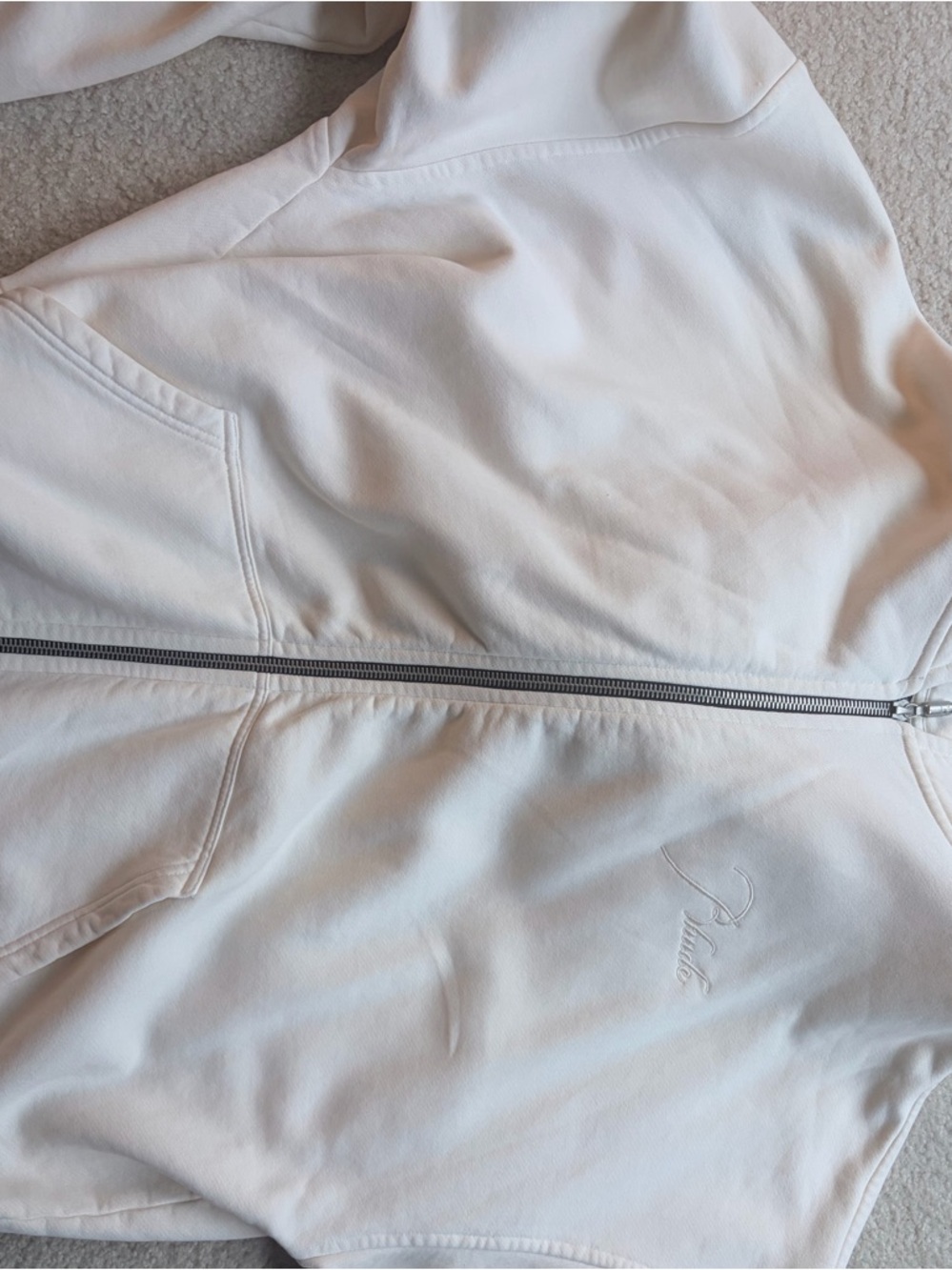 Rhude Cream Sherpa-Lined Jacket full zip up hoodie.Free hat with purchase.